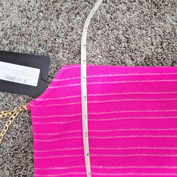 PrettyLittleThings Hot Pink Textured Rib Chain Lace Up Crop Tank Top - size 8 - Picture 11 of 15